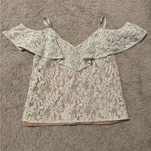 WAYF XS grey lace cold shoulder shirt
